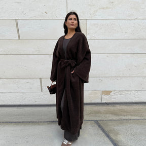 LR1125  Thick Winter Abaya Cardigan with Belt