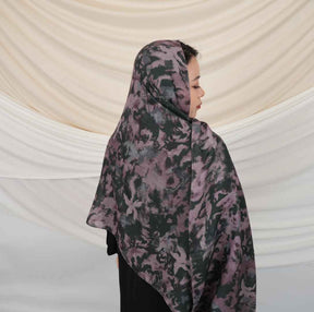 MD017  Modal Polyester Cotton Blend Floral Tie-Dye Single-Needle Hijab