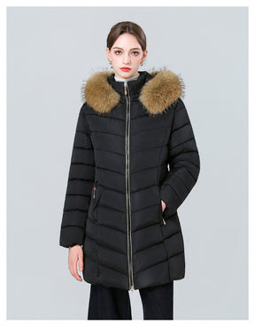 YAXF-8809  Women's Mid-Length Slim Winter Cotton-Padded Puffer Jacket