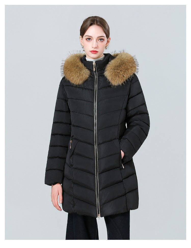 YAXF-8809  Women's Mid-Length Slim Winter Cotton-Padded Puffer Jacket