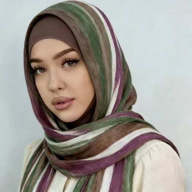YC001  Gradient Tie-Dye Vintage Versatile Printed Modal Crinkled Hijab
