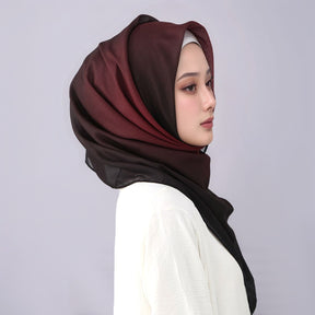 FH164  110*110cm  Printed Ombre Voile Square Scarf
