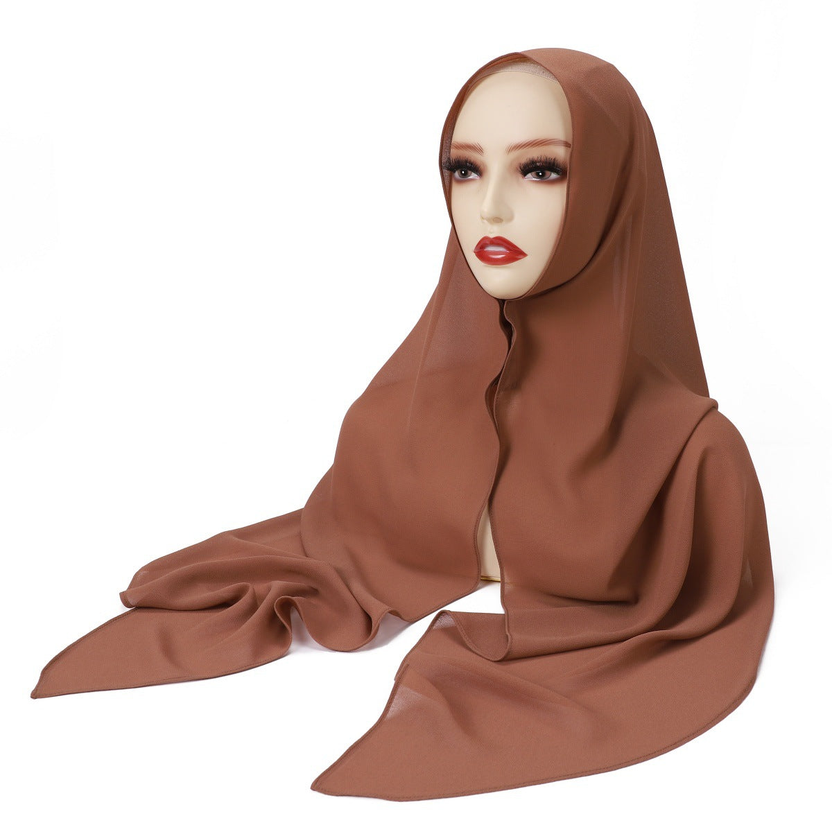 YZ317  Plain Pearl Chiffon Hijab with Built-in Magnetic Closure