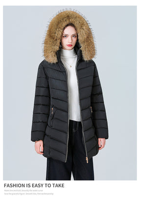 YAXF-8809  Women's Mid-Length Slim Winter Cotton-Padded Puffer Jacket