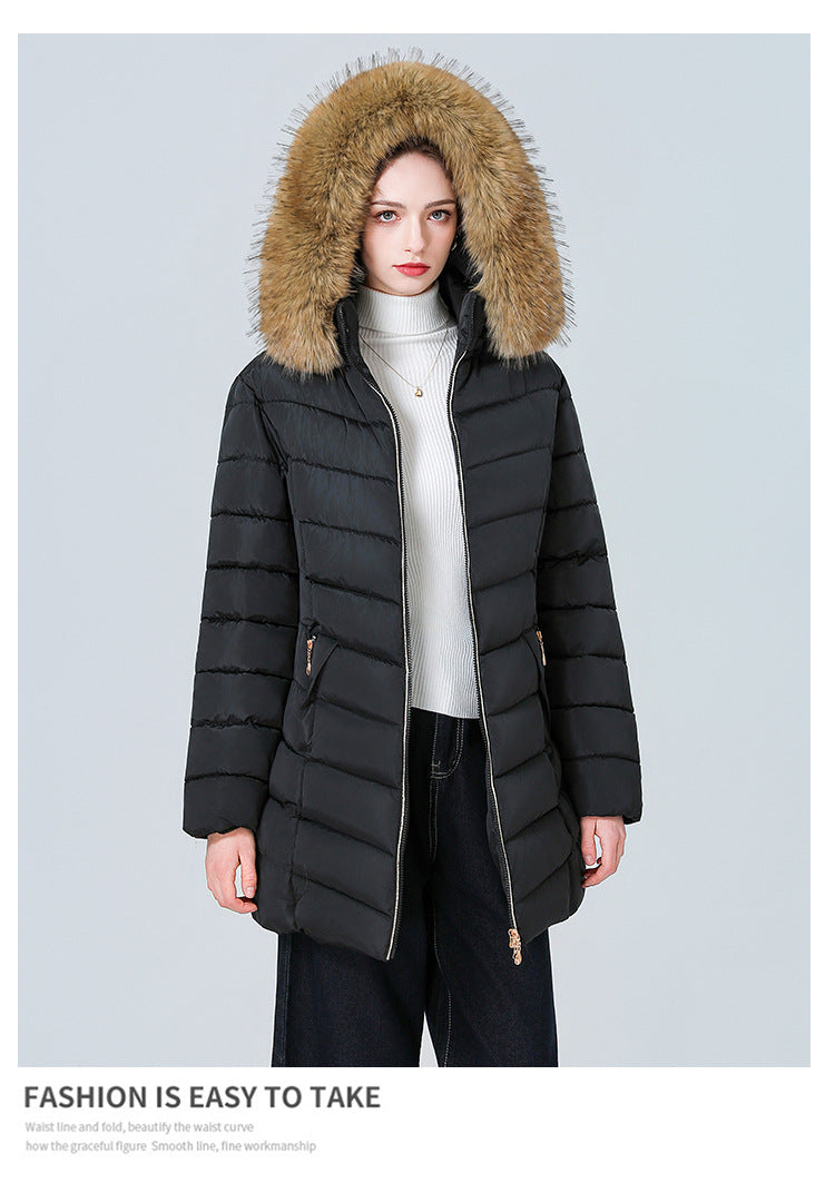 YAXF-8809  Women's Mid-Length Slim Winter Cotton-Padded Puffer Jacket