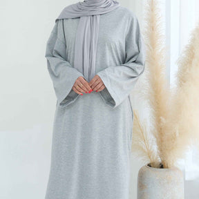 LR737  Plain Hooded Sweatshirt Abaya Dress