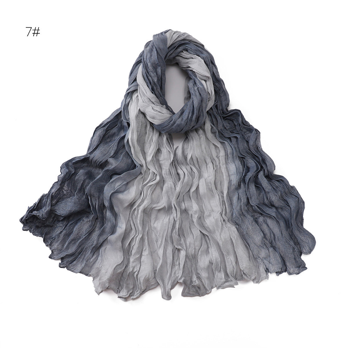 YZ205  Cotton and linen gradient wrinkled dyed long scarf  hijab  hijab/tudung  printed hijab  printed scarf  Gradient