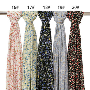 YW332  Fresh floral chiffon print long scarf for women in stock Hot selling small floral long shawl plain hijab  hijab/tudung  printed hijab