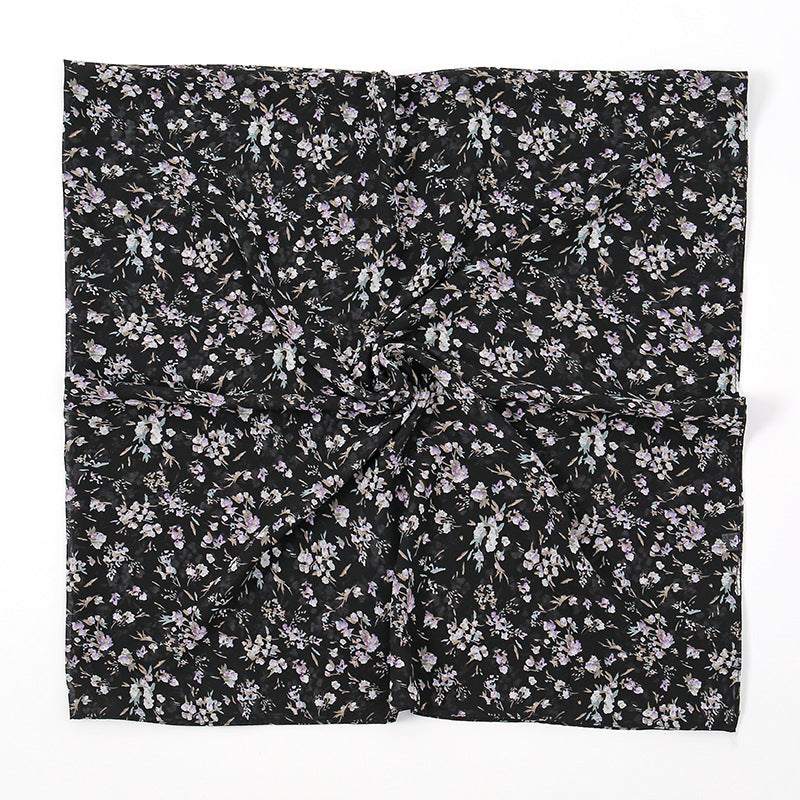 YW347  115*115CM Large Size Floral Pearl Chiffon Printed Square Scarf