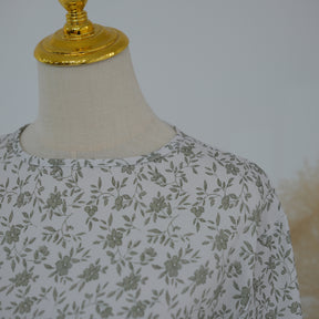 LR1324  Floral Print Plus Size Polyester Long Sleeve Dress - No Hijab