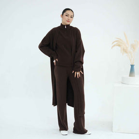WDM009 Plain Thickened Jersey Three-Piece Set + Hijab