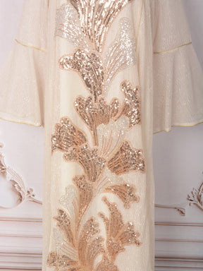 MT557  Stand Collar Sequin Beaded Embroidered Luxury Dress