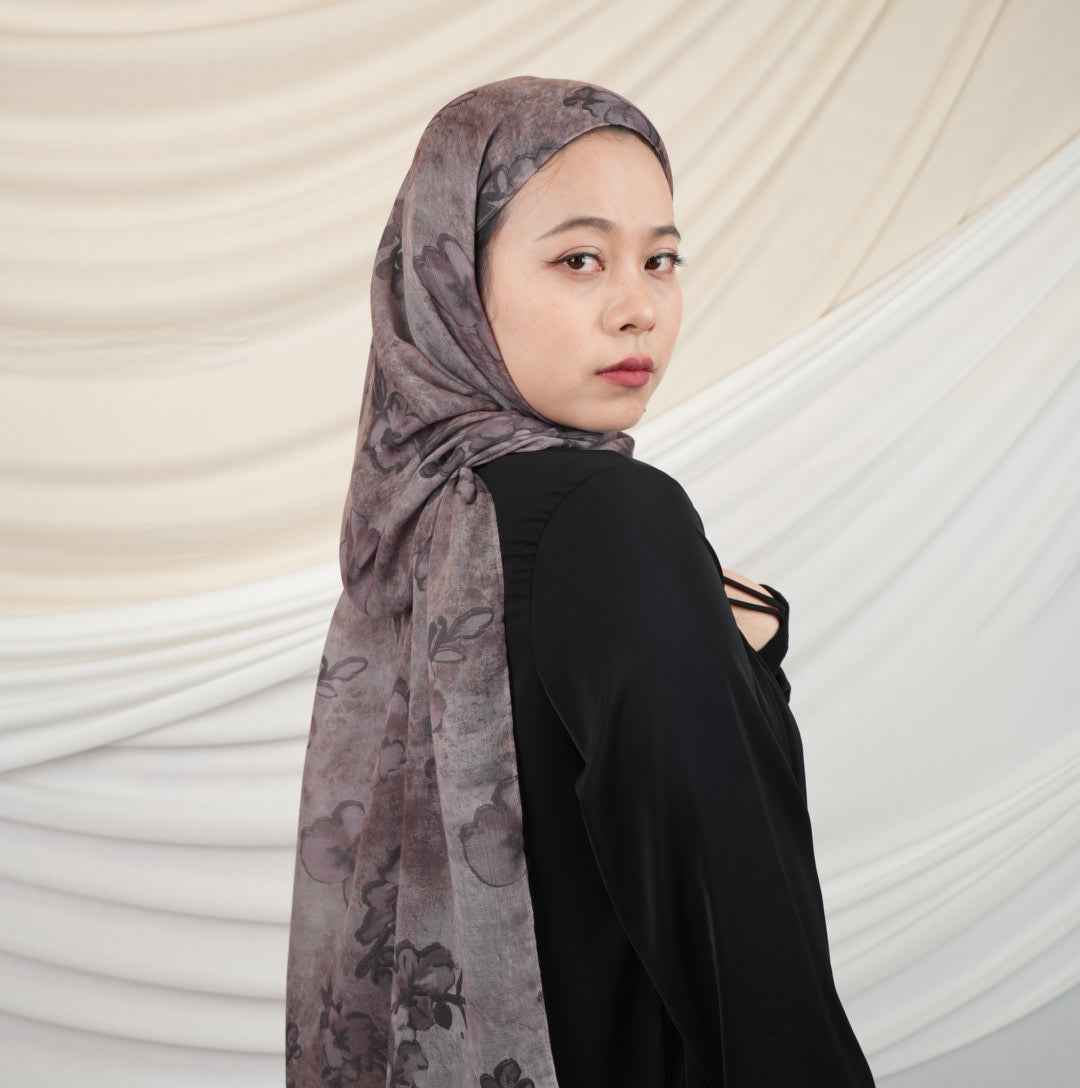 MD018  Modal polyester-cotton tie-dye single stitch Muslim hijab