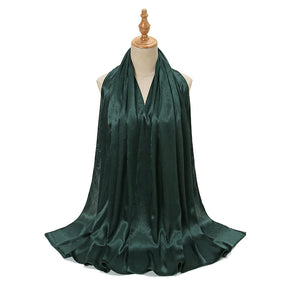 YW305  Malaysia new imitation silk smooth satin long scarf shawl pleated satin grab head covering scarf lady