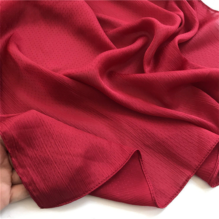 WJA35 Wrinkled Chiffon Solid Color Shawl