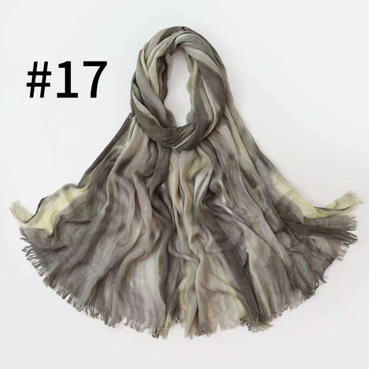 SS007  Gradient Rainbow Collection Short Tassel Crinkled Hijab