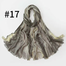 SS007 Gradient Tassel Crinkle Modal Hijab