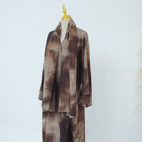 LR1158  Printed cardigan + hijab 2-piece set