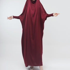 LR484   Plain plus size hijab-integrated dress