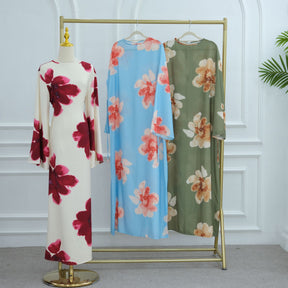 LR1063  Women's Printed Ankle-Length Dress with Slimming Waist