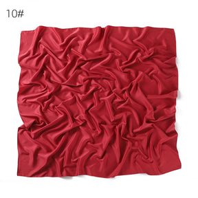 YZ104  110cm cross-border new large size breathable soft matte imitation silk color Ding pure color square scarf scarf