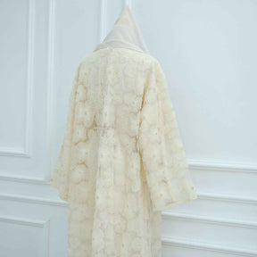 LR1069  3D Floral Beaded Cardigan Abaya