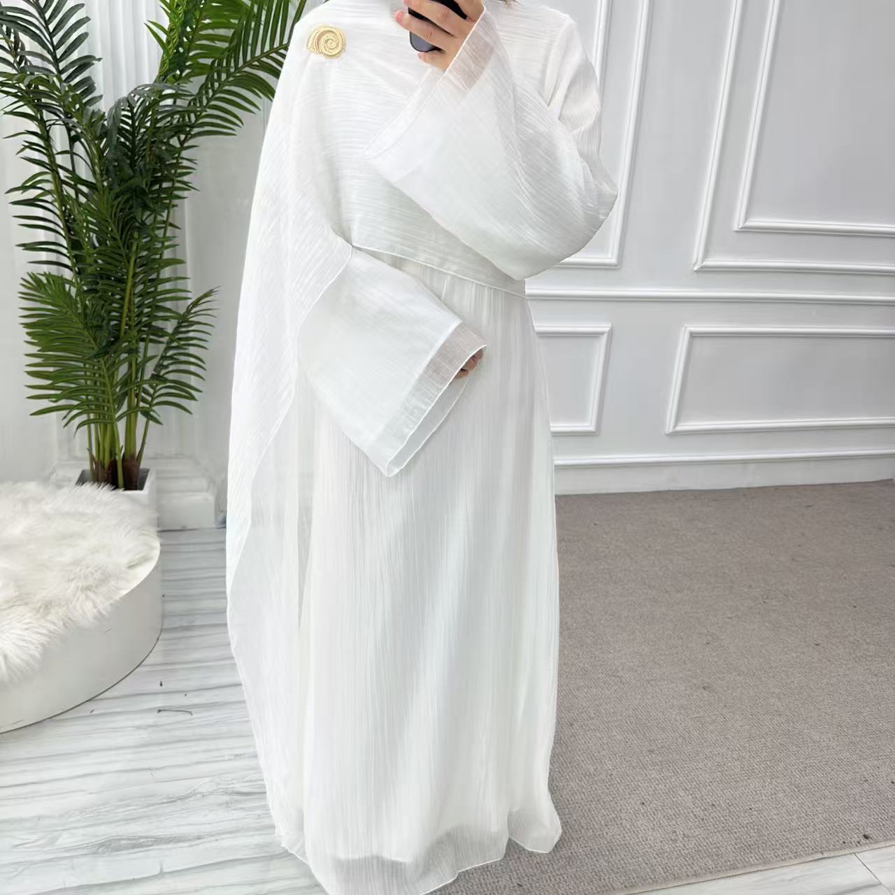 LR1088  Women's Plus Size Plain Double-Layer Ruffled Dress