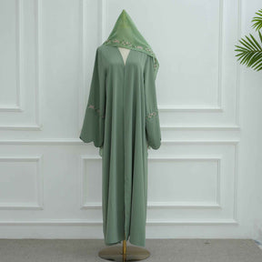 LR1068 Blossom Embroidered Hijab with Matching Abaya