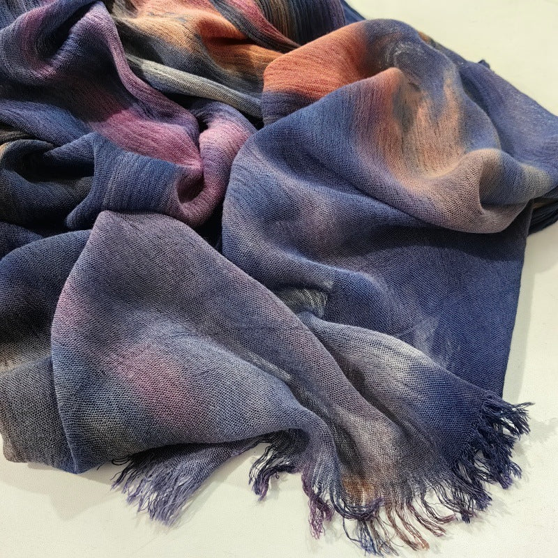 WJA485  Gradient Tie-Dye Autumn/Winter Crinkled Hijab