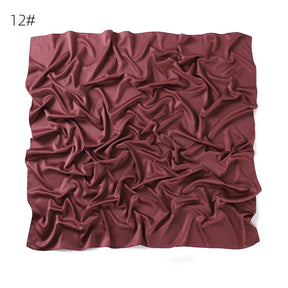 YZ190   90cm matte color ding imitation silk satin solid color square scarf shawl scarf dual purpose scarf scarf woman