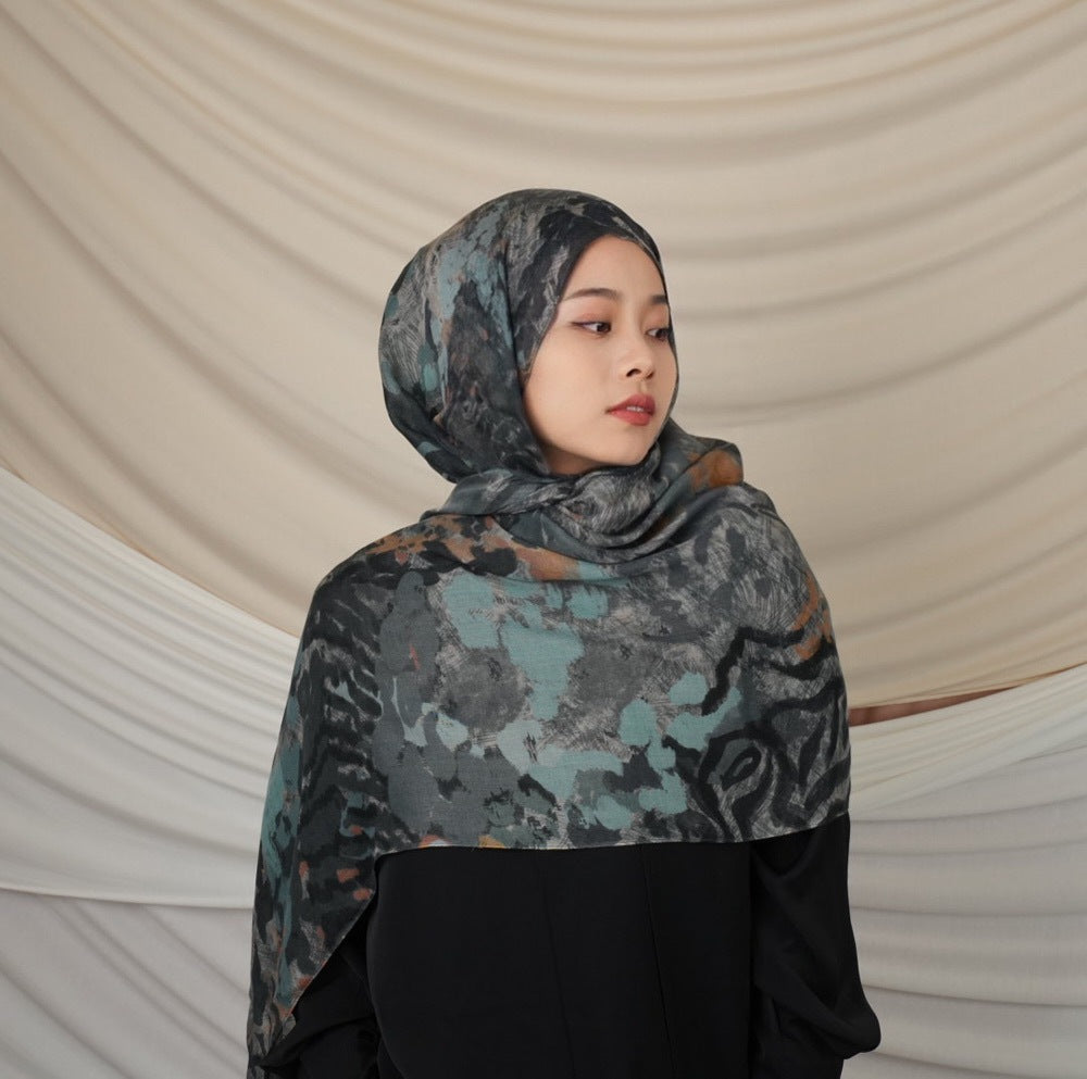 VI010 Modal Leopard Print Hijab Scarf - Stylish and Versatile Accessory