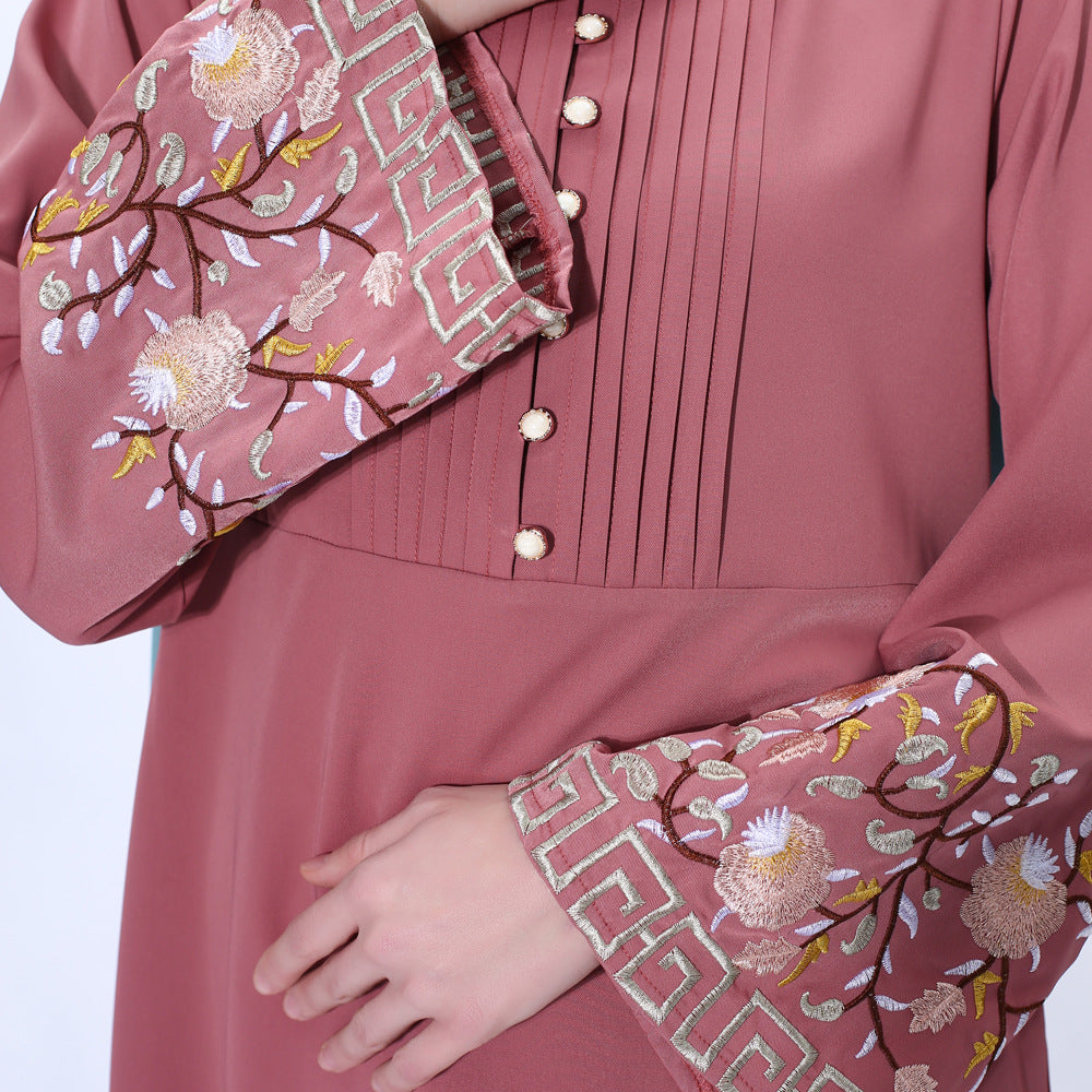 91202 Embroidered flared sleeve muslim dress