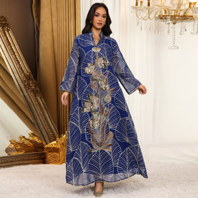 AB485  Mesh Embroidered Maxi Dress Ethnic Women's Clothing