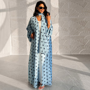 LR1119  Women's Vibrant Polka Dot Cardigan & Hijab 2-Piece Set