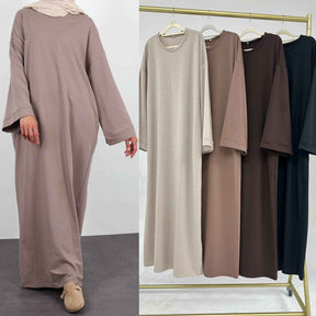 LR737  Plain Hooded Sweatshirt Abaya Dress