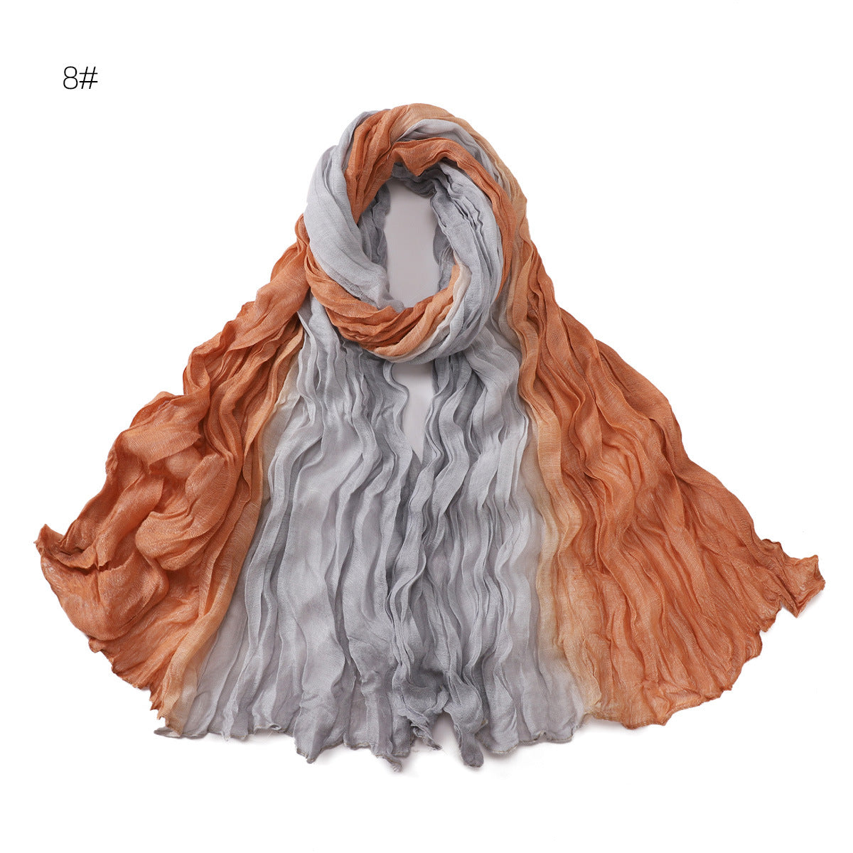 YZ205  Cotton and linen gradient wrinkled dyed long scarf  hijab  hijab/tudung  printed hijab  printed scarf  Gradient