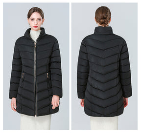 YAXF-8809  Women's Mid-Length Slim Winter Cotton-Padded Puffer Jacket