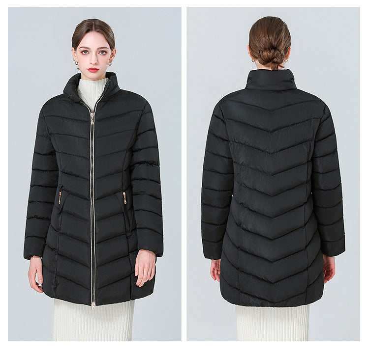 YAXF-8809  Women's Mid-Length Slim Winter Cotton-Padded Puffer Jacket