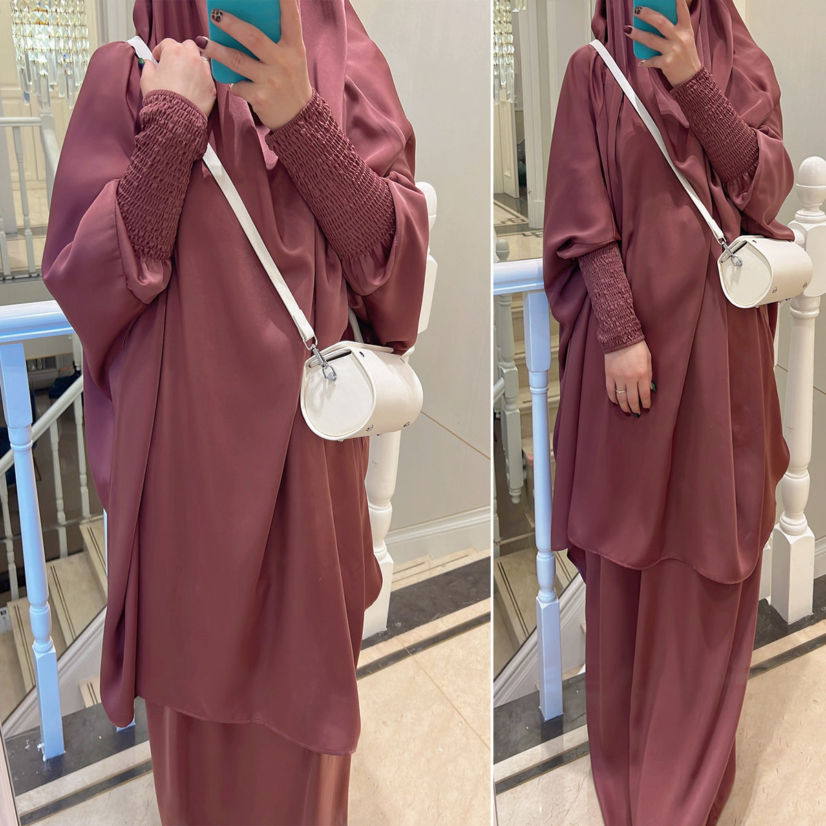 LR618  Plain Flared Abaya Dress Set - Casual Everyday Wear
