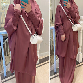LR618  Plain Flared Abaya Dress Set - Casual Everyday Wear
