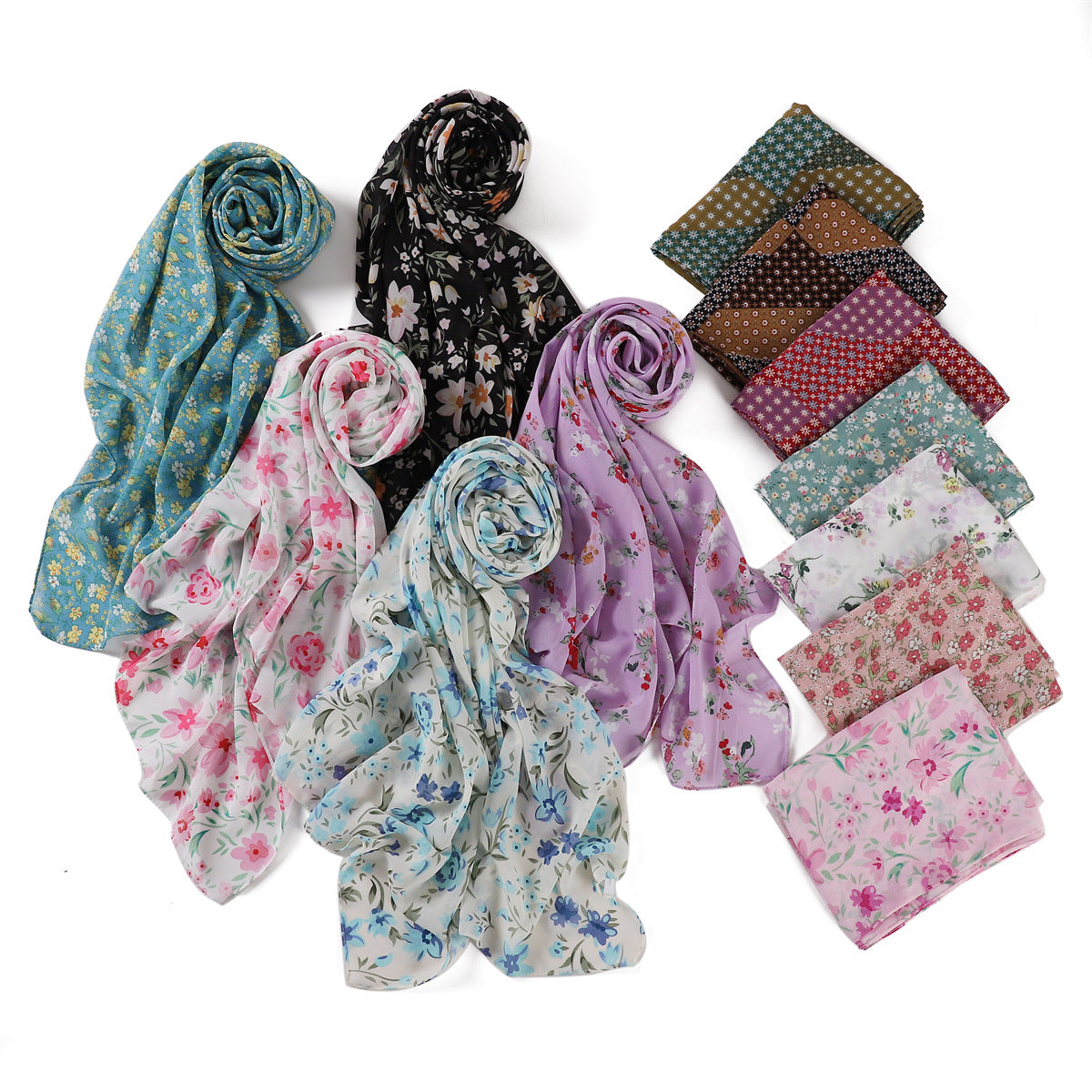 YH1-282  Breathable pearl chiffon print hijab