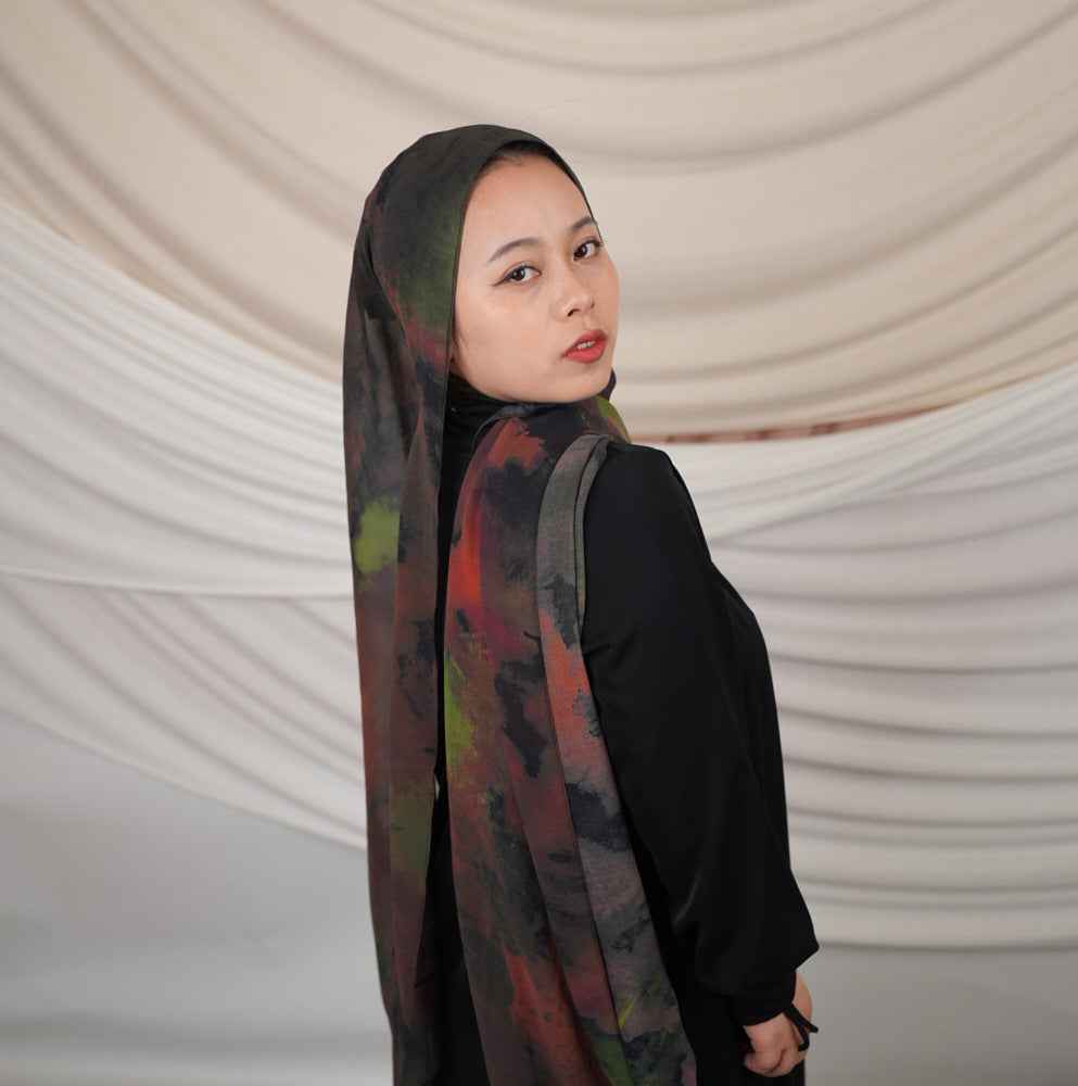 FZ012  Faux Silk Double-Sided Penetration Hijab