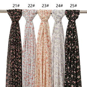 YW332  Fresh floral chiffon print long scarf for women in stock Hot selling small floral long shawl plain hijab  hijab/tudung  printed hijab