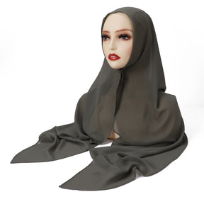 YZ317  Plain Pearl Chiffon Hijab with Built-in Magnetic Closure