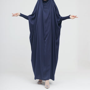 LR484   Plain plus size hijab-integrated dress