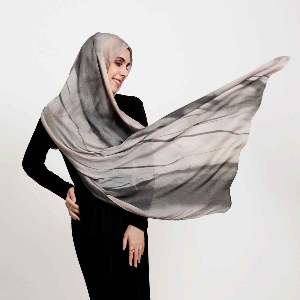 MD4-9  High quality abstract art print single stitch long scarf soft and breathable hijab