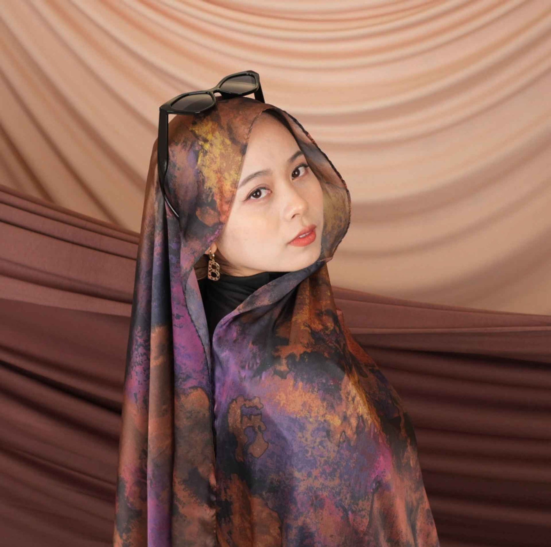 ST010  Imitation silk printed hijab