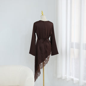 LR1180&LR1185  Back-Tie Waist-Cinched Viscose Long Sleeve Top + Skirt Set-Skirt Set - Mix & Match Set