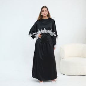 LR1178  Lace-Trim Polyester Top with Shawl & Skirt Set - Sold Separately