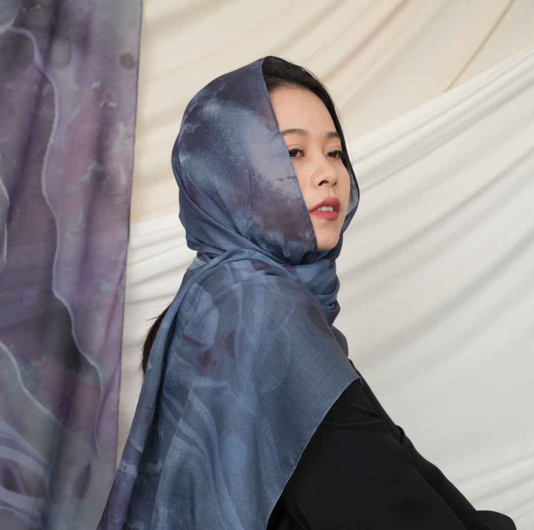 MD019  Modal polyester-cotton tie-dyed Muslim hijab